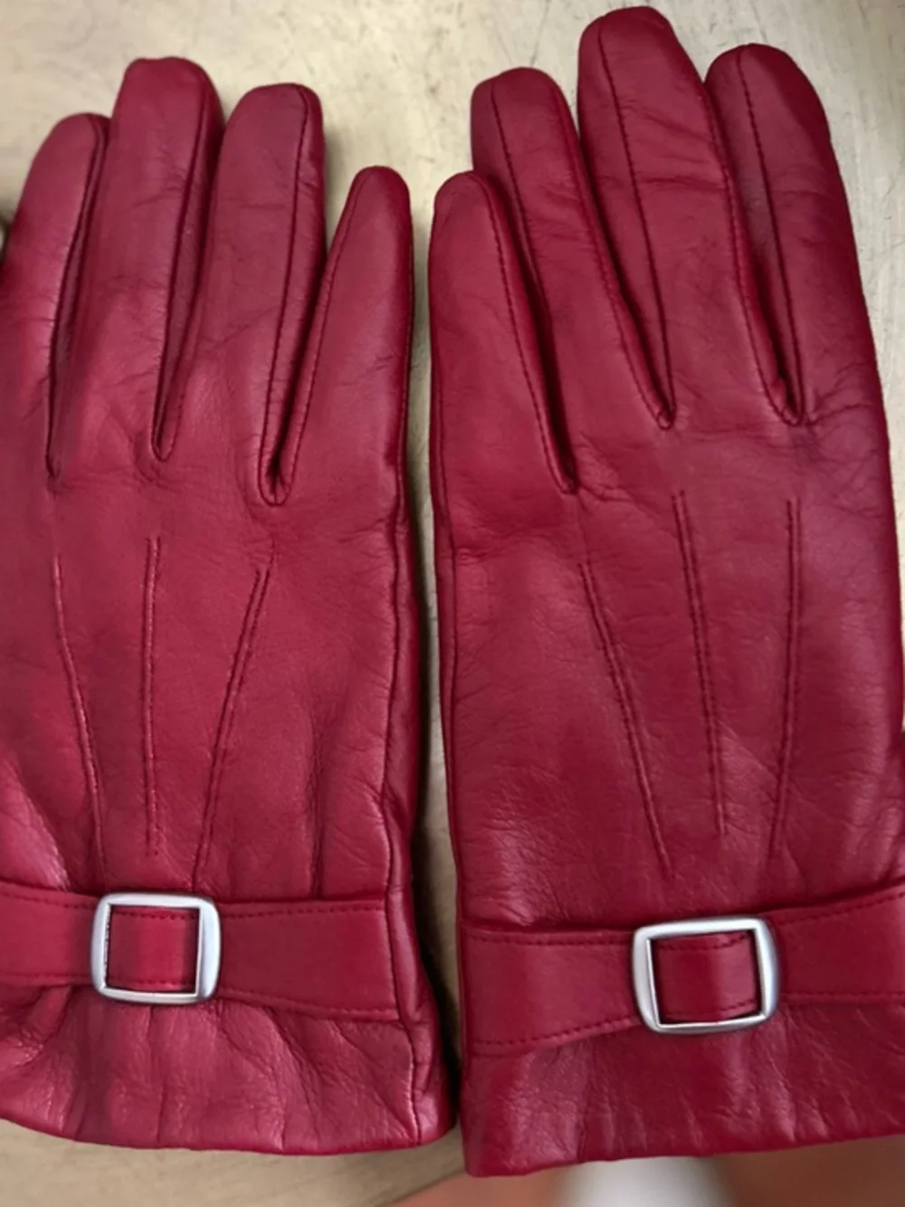 Preston & York Womens Leather Gloves Genuine Medium  Red Retro Elegant Lined